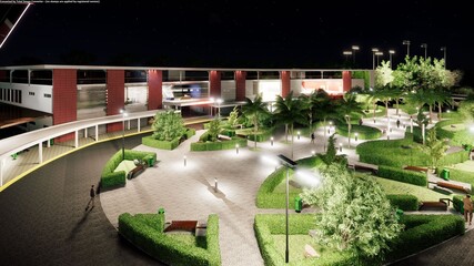 diseño exterior plaza gubernamental / 3d rendering .