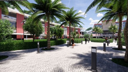 Fototapeta na wymiar diseño exterior plaza gubernamental / 3d rendering .