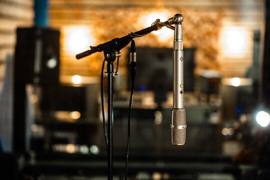 Lviv, Ukraine - May 25, 2019: Neumann microphone in recording studio