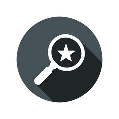 Magnifier glass with star icon. Best rating, premium quality, bookmark, favorite icon