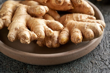 Closeup of fresh ginger root