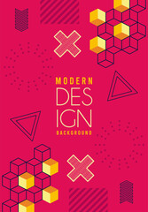 geometric design lettering in fucshia memphis background