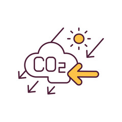 Harmful impact on nature RGB color icon. Excessive emissions of greenhouse gases. Harmful impact on nature. Problem of global warming and climate change. Climate justice. Isolated vector illustration