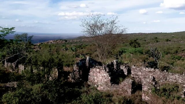 aerial view of old houses in Igatu, bedrock, chapada diamantina, bahia, brazil