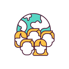 Organization for the protection of nature RGB color icon. Group of activists who fight to protect environment. Climate change. Global warming. Eco activism. Isolated vector illustration.