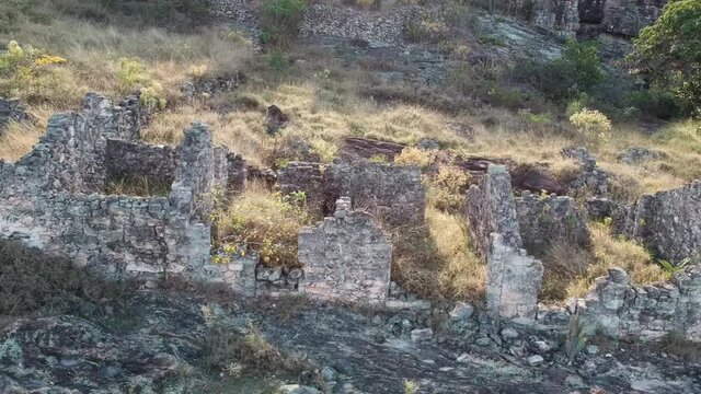 aerial view of old houses in Igatu, bedrock, chapada diamantina, bahia, brazil