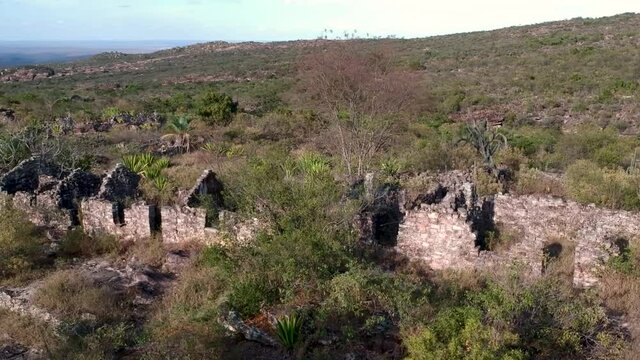 aerial view of old houses in Igatu, bedrock, chapada diamantina, bahia, brazil