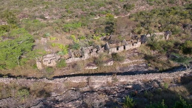 aerial view of old houses in Igatu, bedrock, chapada diamantina, bahia, brazil