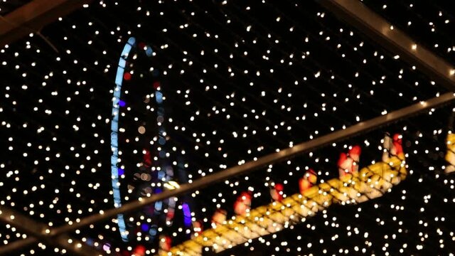 Light show in the city of triberg, background with many light bulbs
