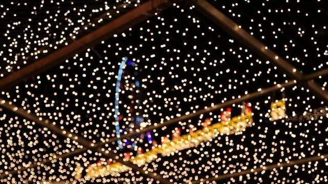 Light show in the city of triberg, background with many light bulbs
