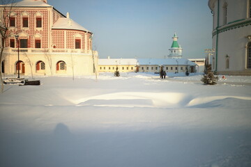 One of the Great Monasteries of Russia. New Jerusalem Monastery winter in the snow.