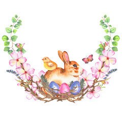 Watercolor Hand Drawn Easter Collection Wreath