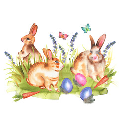 Watercolor Hand Drawn Easter Illustration