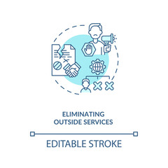 Eliminating outside services concept icon. Cost reduction strategy idea thin line illustration. Reducing unnecessary costs. Profit grow. Vector isolated outline RGB color drawing. Editable stroke