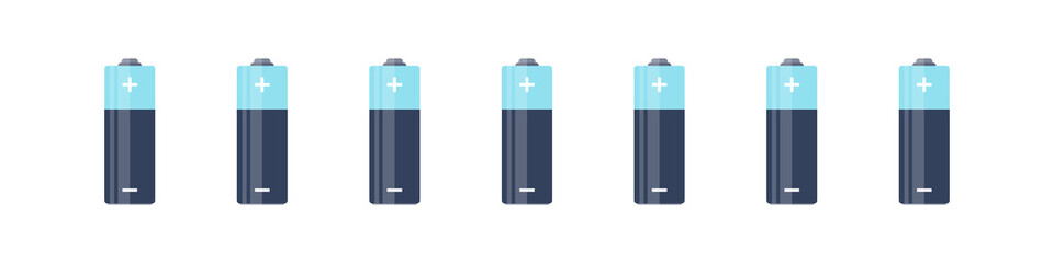 Battery set. Alkaline batteries. Batteries flat modern style. Vector illustration