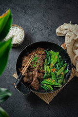 Korean Beef Bulgogi, grilled beef steak with spicy sauce