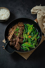 Homemade Barbecue Korean Beef Bulgogi, grilled beef steak with spicy sauce