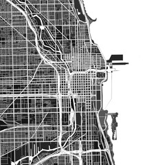 Obraz premium Chicago, UnitedStates dark vector art map