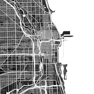 Chicago, UnitedStates dark vector art map