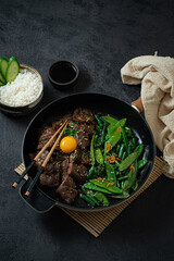 Korean Beef Bulgogi, grilled beef steak with spicy sauce