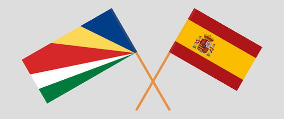 Crossed flags of Seychelles and Spain