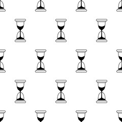 Hourglass seamless pattern line. Cool new glass clock with wood rim. A device for measuring time. Vector illustration for websites, prints, games and mobile apps.