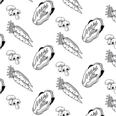 set vegetables pattern background icons