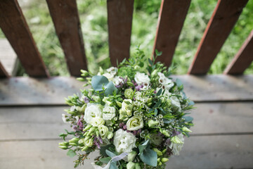 Wedding bouquet on the veranda.