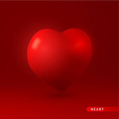 Fototapeta na wymiar Red Heart. Love symbol isolated on gray background. Vector illustration