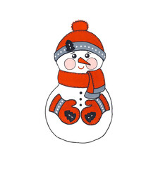 hand drawn symbol of new year snowman