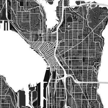 Seattle, UnitedStates dark vector art map