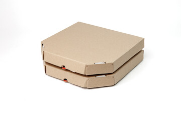 empty cardboard pizza boxes. paper pizza box. isolated on a white background. empty template for the design.