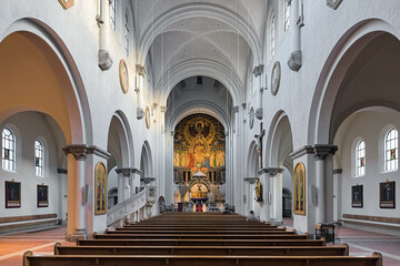 Fototapeta na wymiar Interior of parish church of St Anna in the Lehel district of Munich, Germany. The church was built in 1887-1892.