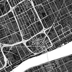 Detroit, UnitedStates dark vector art map