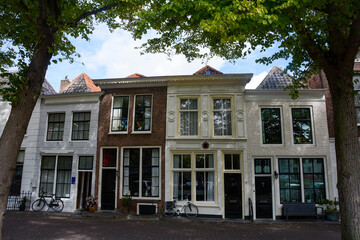 Typical house facade with a tree in ZIERIKZEE, Netherlands