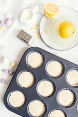 Process of preparation glazed Easter cupcakes