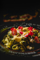 pasta with spinach, makaron ze szpinakiem, Tagiatelle spinachi, tagiatelle - obrazy, fototapety, plakaty
