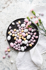 Obraz na płótnie Canvas Easter composition with chocolate eggs
