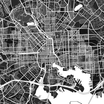 Baltimore, UnitedStates dark vector art map