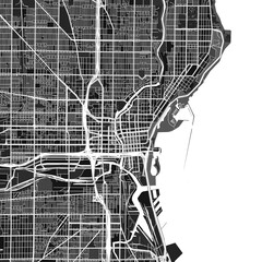 Naklejka premium Milwaukee, UnitedStates dark vector art map