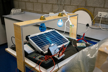Demonstration model to show the operation of solar panels. Used in physics class.
