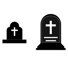 Obraz premium Tumbas iconos siluetas en blanco y negro