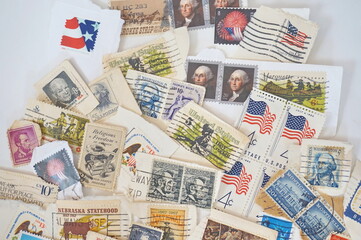 Fototapeta na wymiar Historic USA Postage Stamps