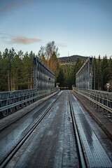 Fototapeta premium Bridge with train tracks on it in Sweden