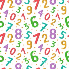 Seamless pattern with a set of colored numbers for kids. Bright colors, can be used in textiles, wrapping paper and wallpaper. Vector illustration