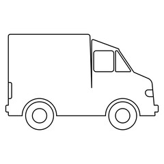 Bus for delivery of goods, mail, etc. Icon. Coloring for children.