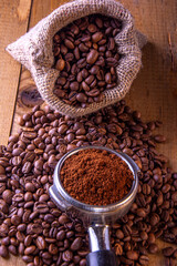 coffee beans in a sack