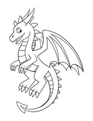 Fototapeta na wymiar Cartoon dragon for coloring book