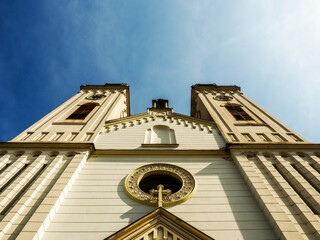 Fototapeta na wymiar Beautiful small cathedral in a small city of Sombor, Serbia