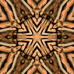 stack of traditional clay terracotta tiles patterns and 3D illustration hexagonal floral fantasy designs